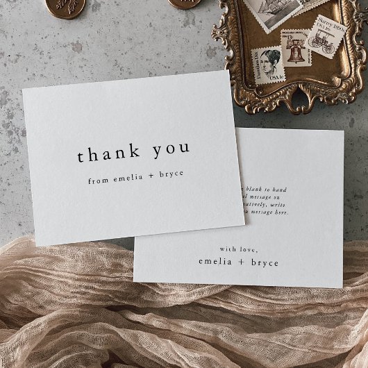 EMELIA Uniek Zwart Wit Minimalistisch Modern Eenvo Bedankkaart