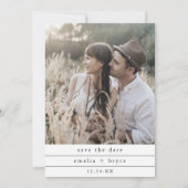 EMELIA Unieke Foto Neutraal Wit Zwart Trouwen Save The Date (Voorkant)