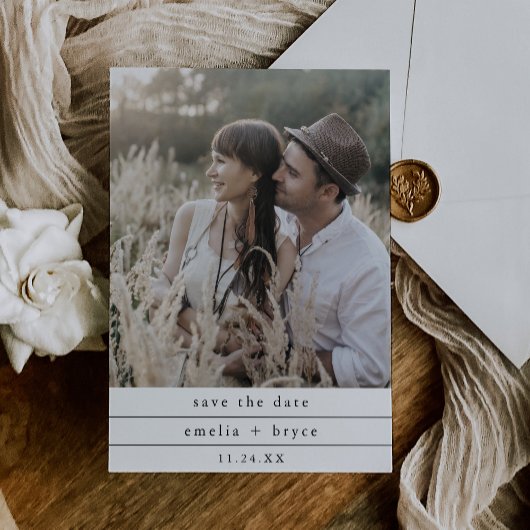 EMELIA Unieke Foto Neutraal Wit Zwart Trouwen Save The Date