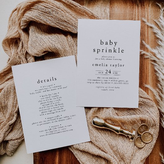 EMELIA Unique Neutral Boho Simple Baby Sprinkle Kaart
