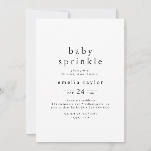 EMELIA Unique Neutral Boho Simple Baby Sprinkle Kaart (Voorkant)
