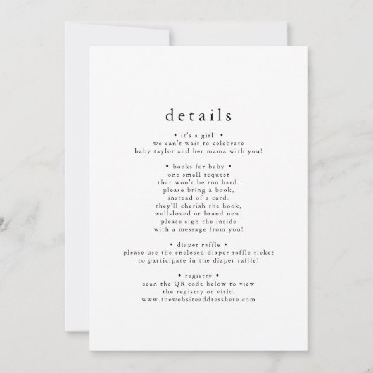 EMELIA Unique Neutral Boho Simple Baby Sprinkle Kaart (Achterkant)