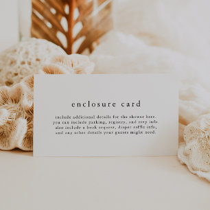 EMELIA Unique Zwart Wit Boho Eenvoudig Baby shower Informatiekaartje