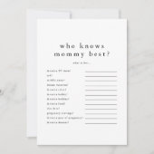 EMELIA Wie kent mama Beste Baby shower Game Kaart (Voorkant)