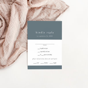 EMELIA Winter Minimalist Donker Dusty Blue Wedding RSVP Kaartje
