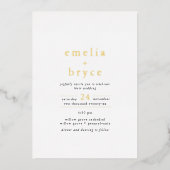 EMELIA Wit Zwart Gouden Folie Neutraal Boho Weddin Folie Uitnodiging (Voorkant)