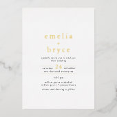 EMELIA Wit Zwart Gouden Folie Neutraal Boho Weddin Uitnodiging (Voorkant)