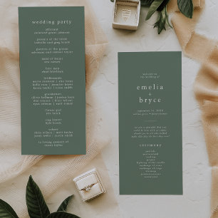 EMELIA Woodland Natuur Rustiek Sage Forest Wedding Programmakaart