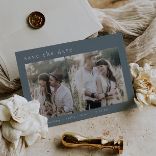 EMELIA Zilveren Folie Blauw Boho Wedding Save the  Uitnodiging