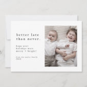 EMELIA Zwart Nieuwjaar Foto Late Funny Christmas Feestdagenkaart (Voorkant)