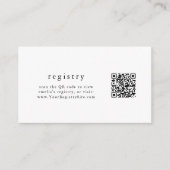 EMELIA Zwart Wit Eenvoudige QR Code Gift Registry Informatiekaartje (Voorkant)
