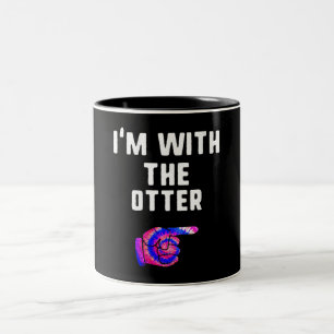 emens met otter Halloween Matching Tweekleurige Koffiemok