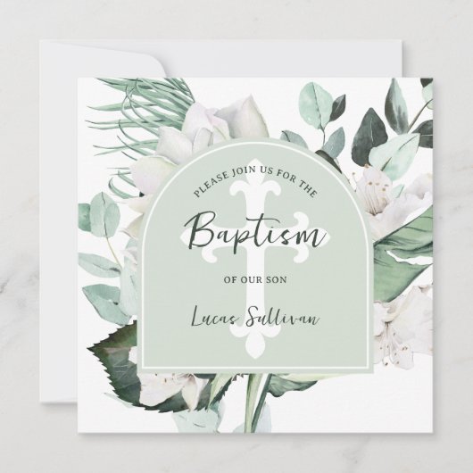 Emerad Green Arch Baptisme Uitnodiging (Voorkant)