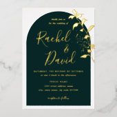 Emeral Green Gold Floral Arch Wedding Folie Uitnodiging (Voorkant)