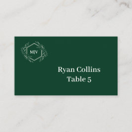 Emeral Green Monogram Crest Place Cards Plaatskaartje