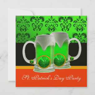 EMERAL GREEN WHITE DAMASK, SHAMROCK, Black Oranje Kaart