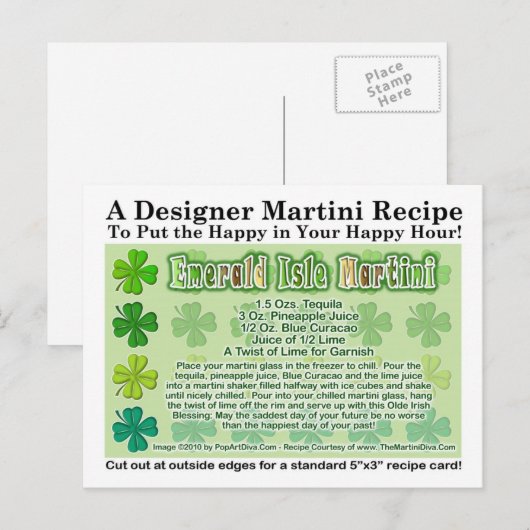 Emeral Isle St. Patrick's Day Martini Recept Kaart (Voorkant / Achterkant)