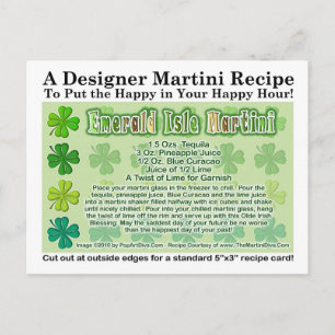 Emeral Isle St. Patrick's Day Martini Recipe Card  Briefkaart