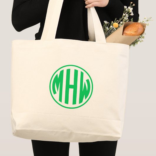 Emerald 3 Initiaal in een Cirkel Monogram DIY BG Grote Tote Bag
