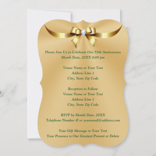 Emerald, 55e bruiloft Jubileum uitnodigingen (Achterkant)