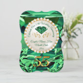 Emerald, 55e bruiloft Jubileum uitnodigingen (Staand voorkant)