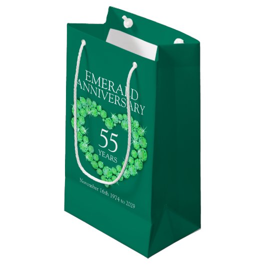 Emerald 55ste huwelijksverjaardag fototas klein cadeauzakje (Voorkant Gekanteld)