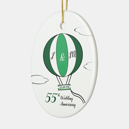 Emerald 55th bruiloft hotair ballon keramisch ornament (Links)