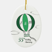 Emerald 55th bruiloft hotair ballon keramisch ornament (Voorkant)