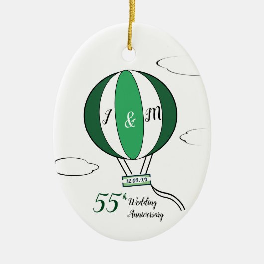 Emerald 55th bruiloft hotair ballon keramisch ornament (Voorkant)
