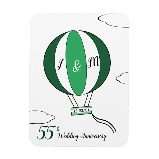 Emerald 55th bruiloft hotair ballon magneet (Verticaal)