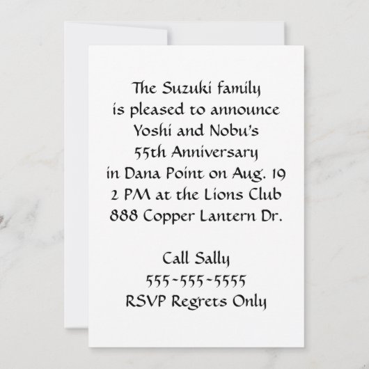 Emerald 55th Jubileum Invite Kaart (Achterkant)