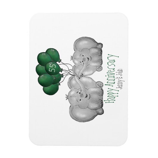 Emerald 55th oliephant bruiloft magneet (Verticaal)