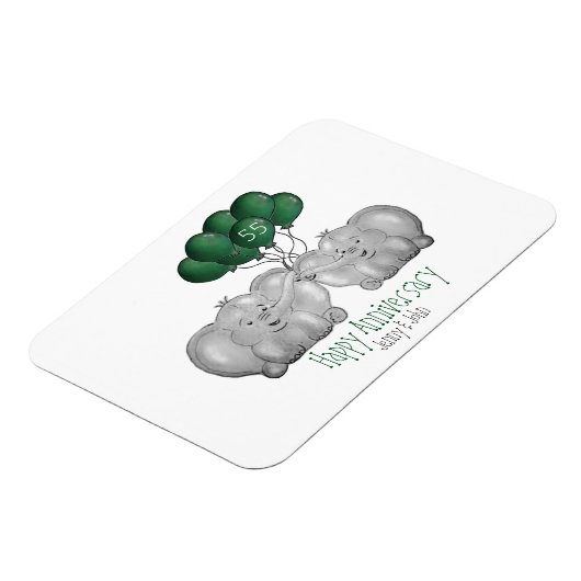 Emerald 55th oliephant bruiloft magneet (Linkerzijde)