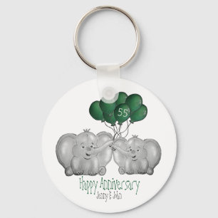 Emerald 55th oliephant bruiloft sleutelhanger