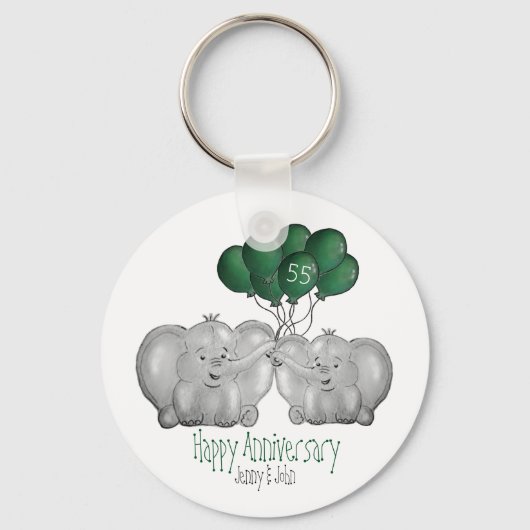 Emerald 55th oliephant bruiloft sleutelhanger (Voorkant)