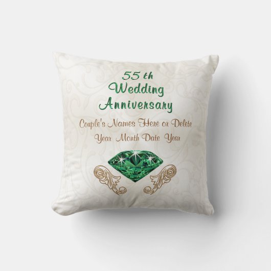 Emerald 55th Wedding Jubileum Gifts, Jouw tekst Kussen (Voorkant)