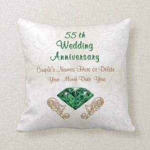 Emerald 55th Wedding Jubileum Gifts, Jouw tekst Kussen