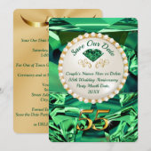 Emerald, 55th Wedding Jubileum Save the Date Kaart (Voorkant / Achterkant)