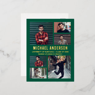 Emerald   6 FotoalkbordAfstuderen Folie Uitnodiging Briefkaart