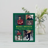 Emerald | 6 FotoalkbordAfstuderen Folie Uitnodiging Briefkaart (Staand Voorkant)