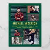 Emerald | 6 FotoalkbordAfstuderen Folie Uitnodiging Briefkaart (Voorkant)