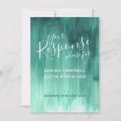 Emerald abstract modern kunsttrouwantwoord RSVP Kaart (Voorkant)