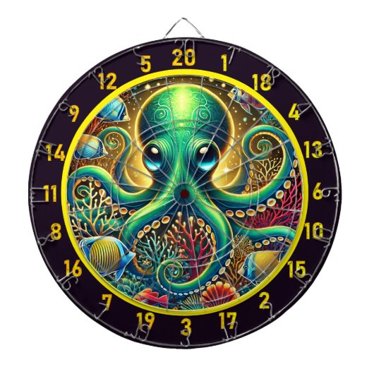 Emerald Abyss Octopus Dartboard Dartbord (Voorkant)