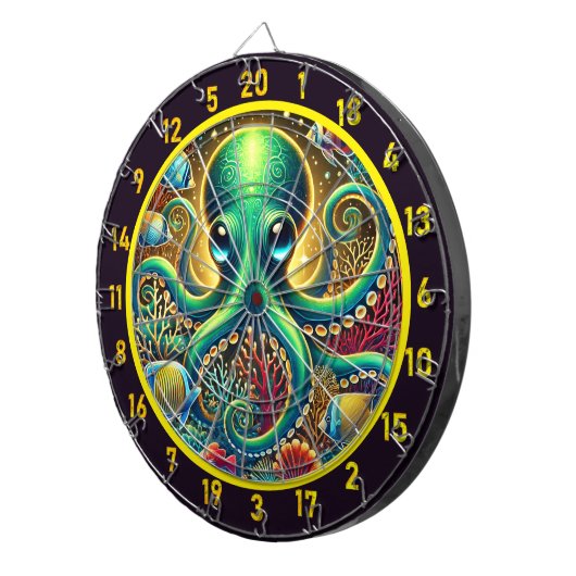 Emerald Abyss Octopus Dartboard Dartbord (Voorkant Rechts)