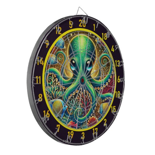 Emerald Abyss Octopus Dartboard Dartbord (Voorkant Links)