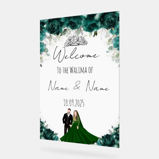 Emerald acryl bruiloft teken bord (Hoek)