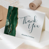 Emerald Agaat Goud Groen Script Bruiloft Dank u Kaart