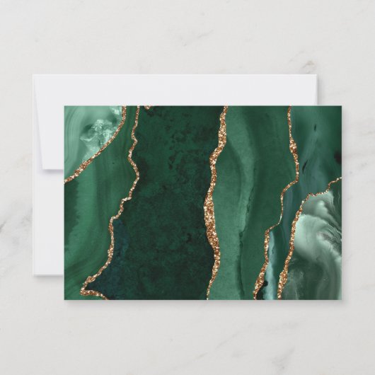 Emerald Agaat Goud Kalligrafie Script Bruiloft RSVP Kaartje (Achterkant)