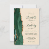 Emerald Agate Champagne QR Code Bruiloft Kaart (Voorkant)