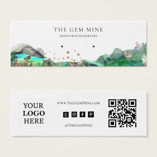 Emerald Agate Earring Mini Display Business Card Mini Visitekaartjes (Voorkant /achterkant)